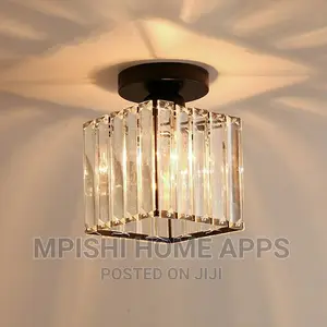 Square Crystal Ceiling Light Black