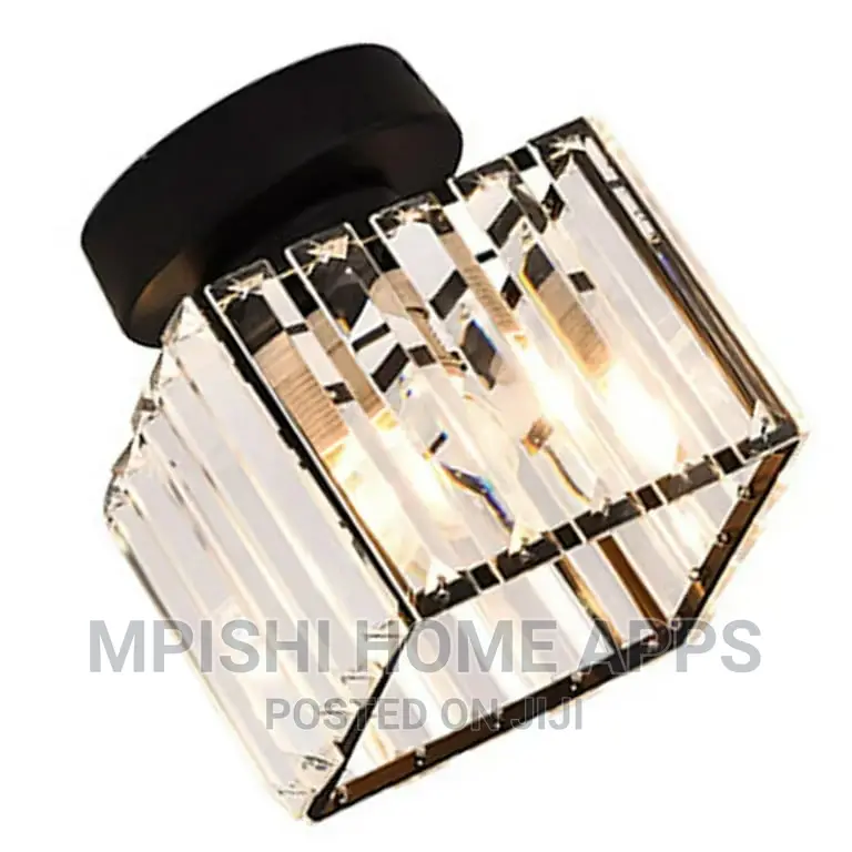 Square Crystal Ceiling Light Black
