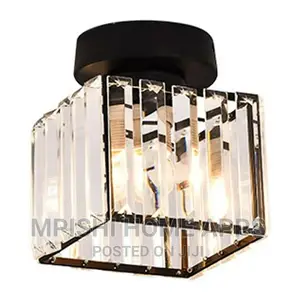 Square Crystal Ceiling Light Black