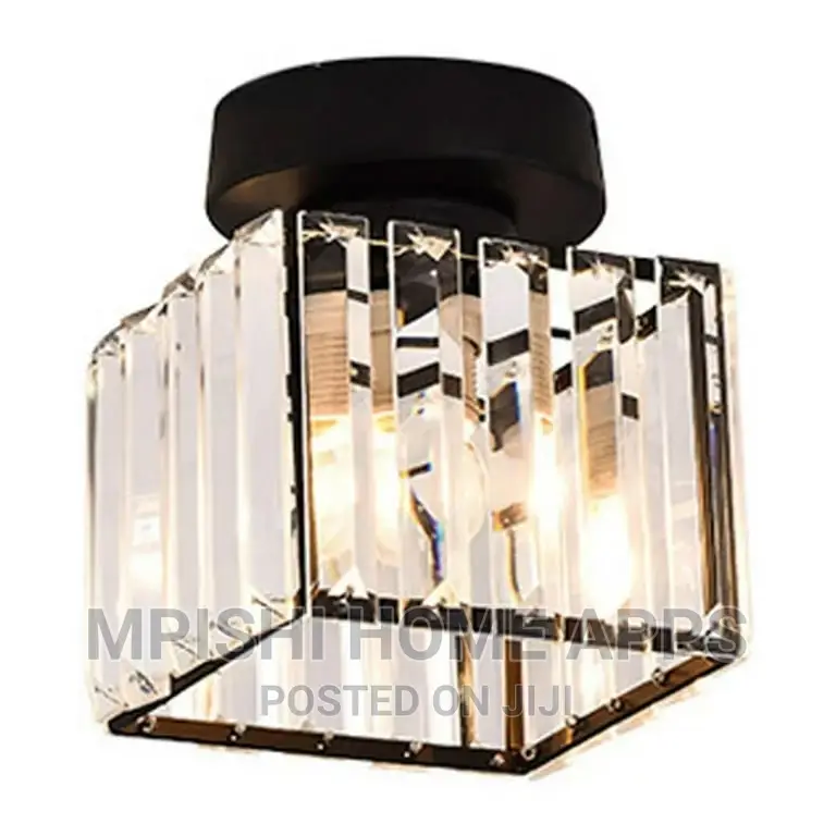 Square Crystal Ceiling Light Black
