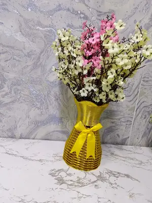 Gold Color Plastic Flower Vase