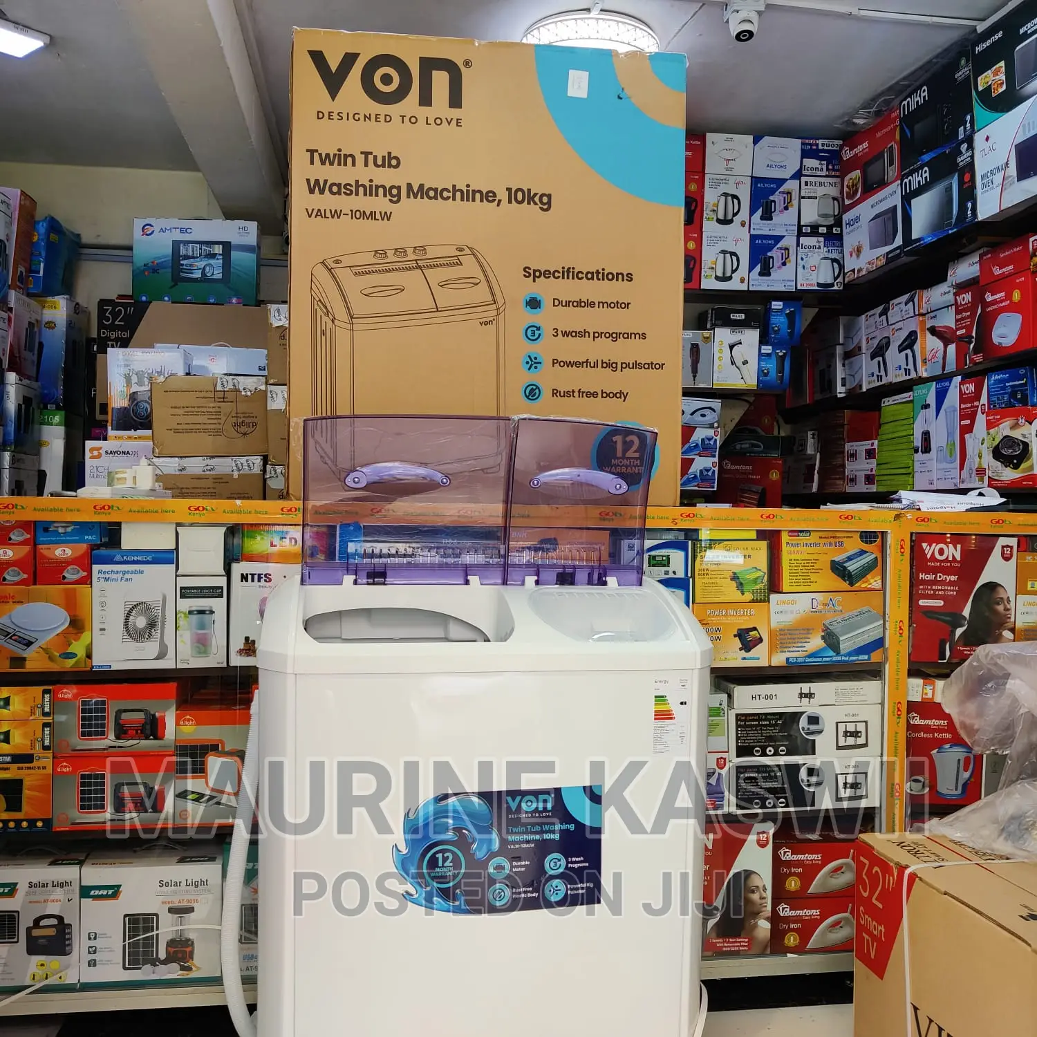 Von 10kgtwin Tub Washing Machine - 10KG +