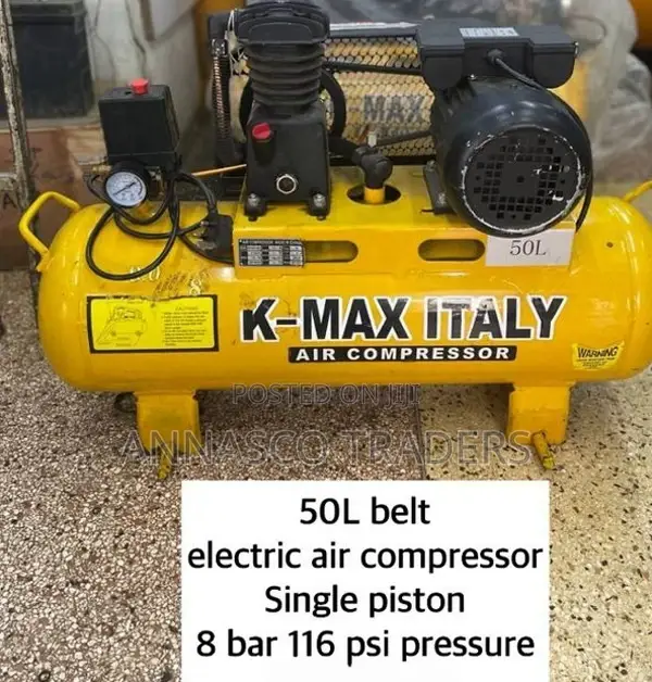 KMAX ITALY 50L Belt Electric Air Compressor Piston 8 Bar 116