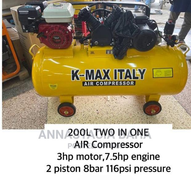 Kmax Italy Electric and Petrol 200L Air Compressor 3hp Motor - main view