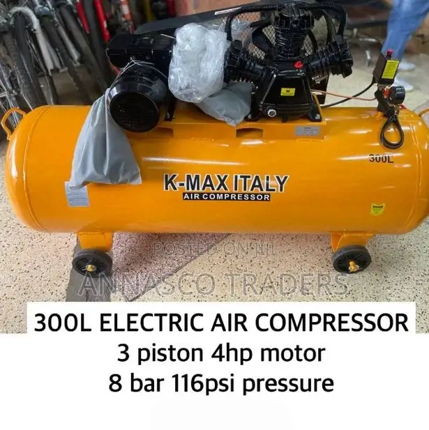 KMAX ITALY 300L Electric Air Compressor 4hp Motor 8 Bar 116p