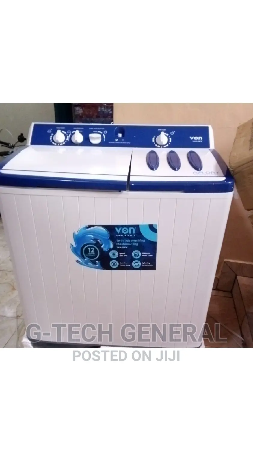 Von Washing Machine 12kg Semi Automatic