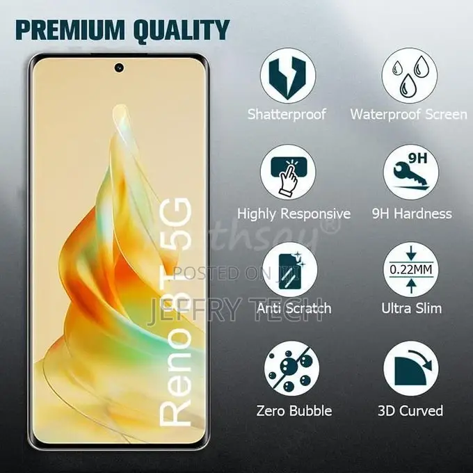 OPPO Reno 8T Glass 3D Curved Screen Lens Protector Film For