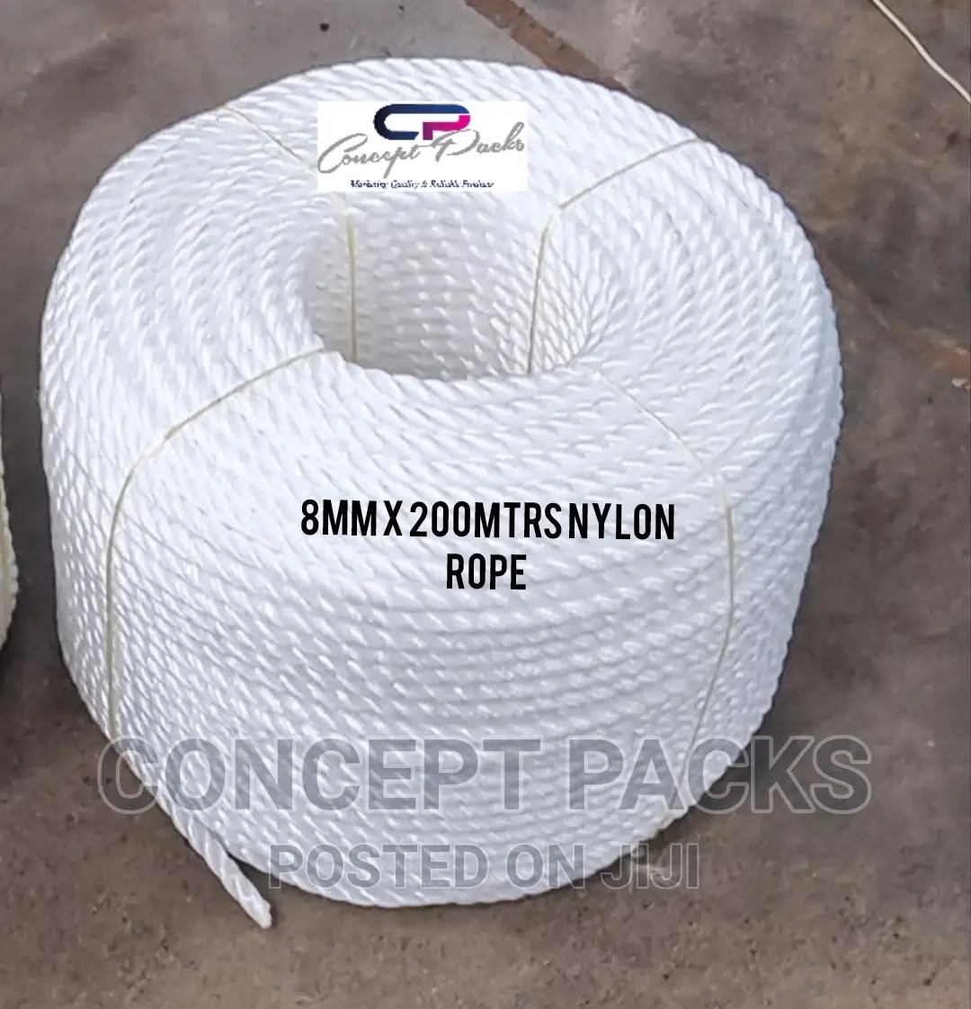 8mm X 200mtrs White Nylon Rope.