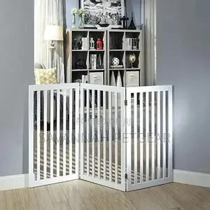 Indoor Freestanding Wooden Dog Gate, Foldable