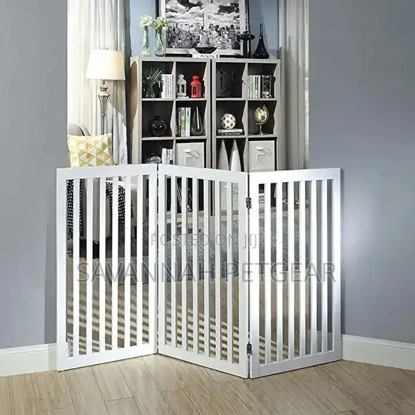 Indoor Freestanding Wooden Dog Gate, Foldable