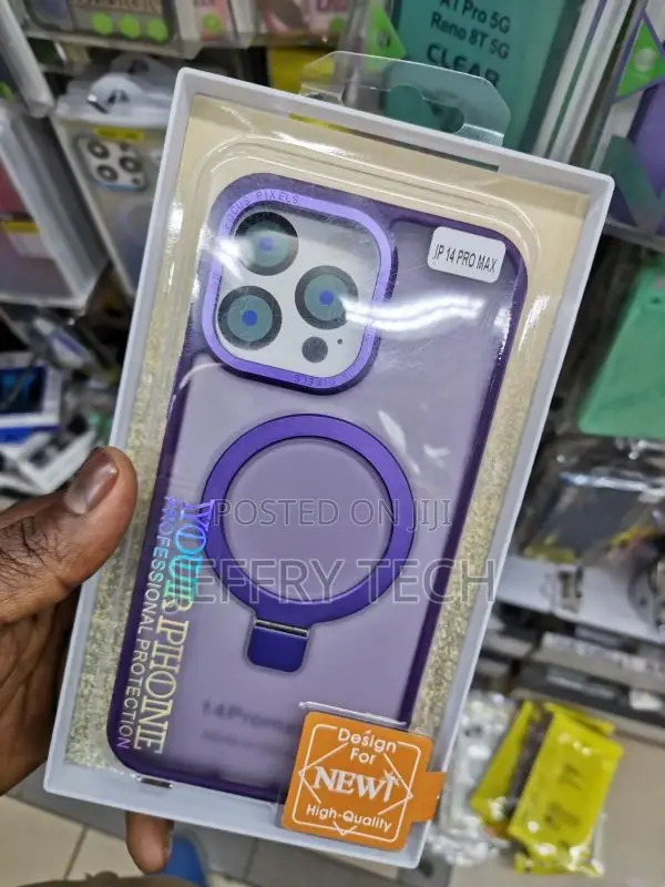 iPhone 14 Pro Max Case With Magnetic Invisible Stand Purple