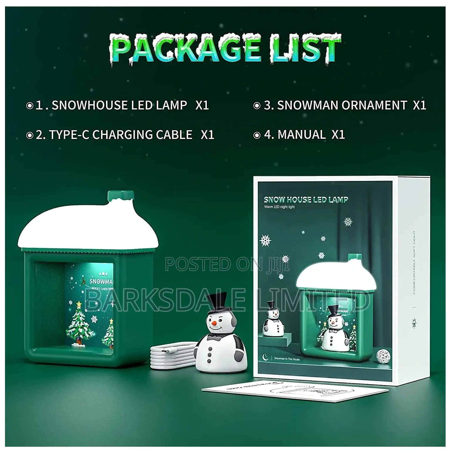 Green Christmas Snow Man House Snowman Santa Clause Xmas Led