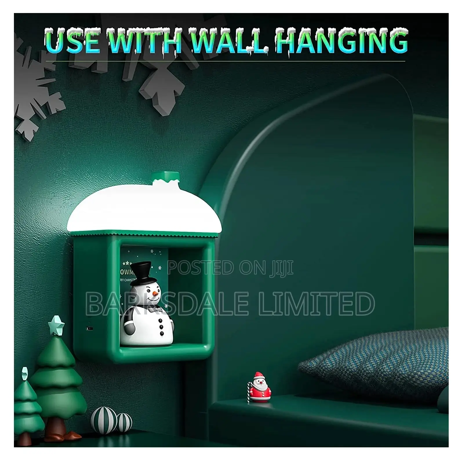 Green Christmas Snow Man House Snowman Santa Clause Xmas Led