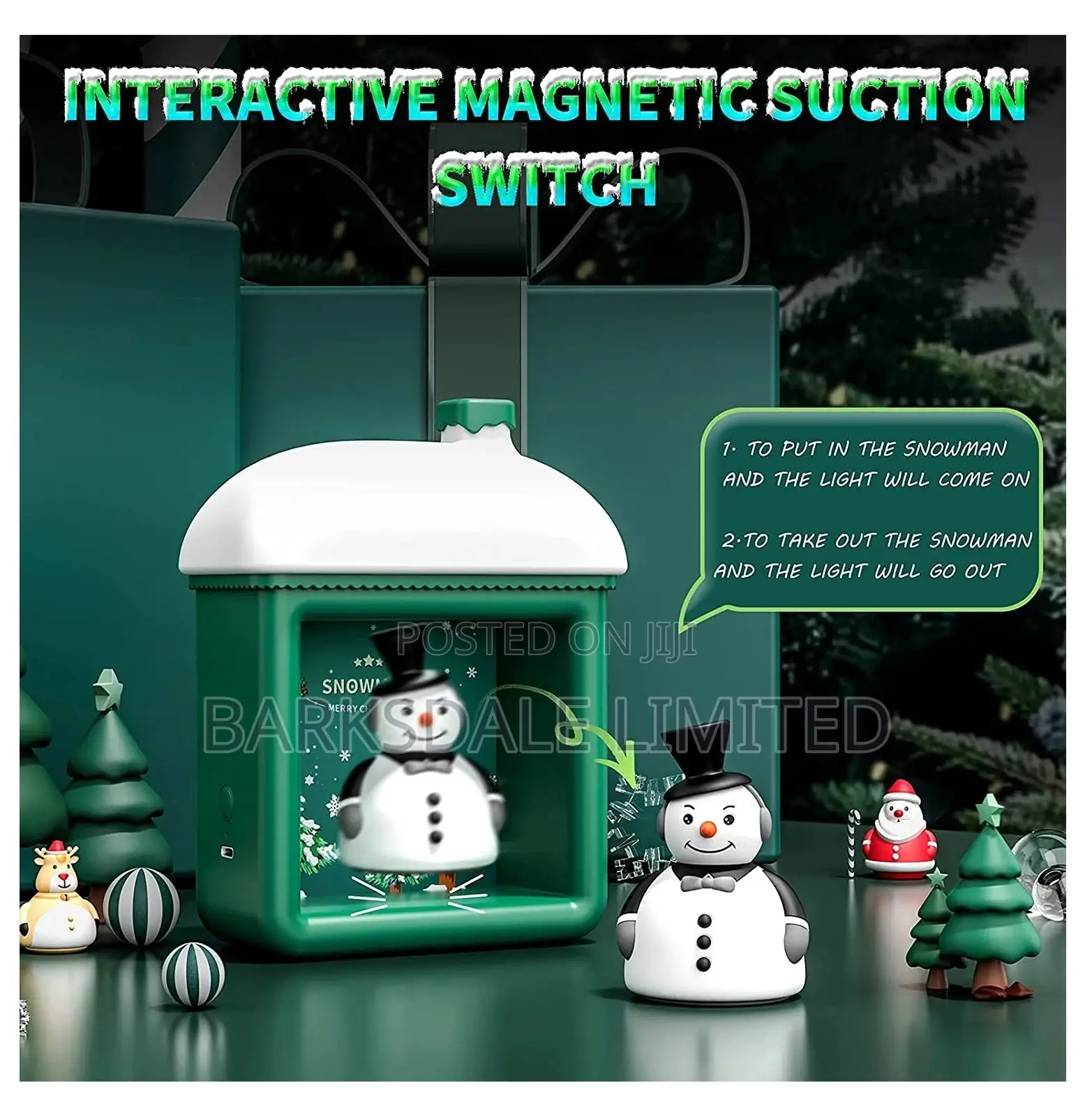 Green Christmas Snow Man House Snowman Santa Clause Xmas Led