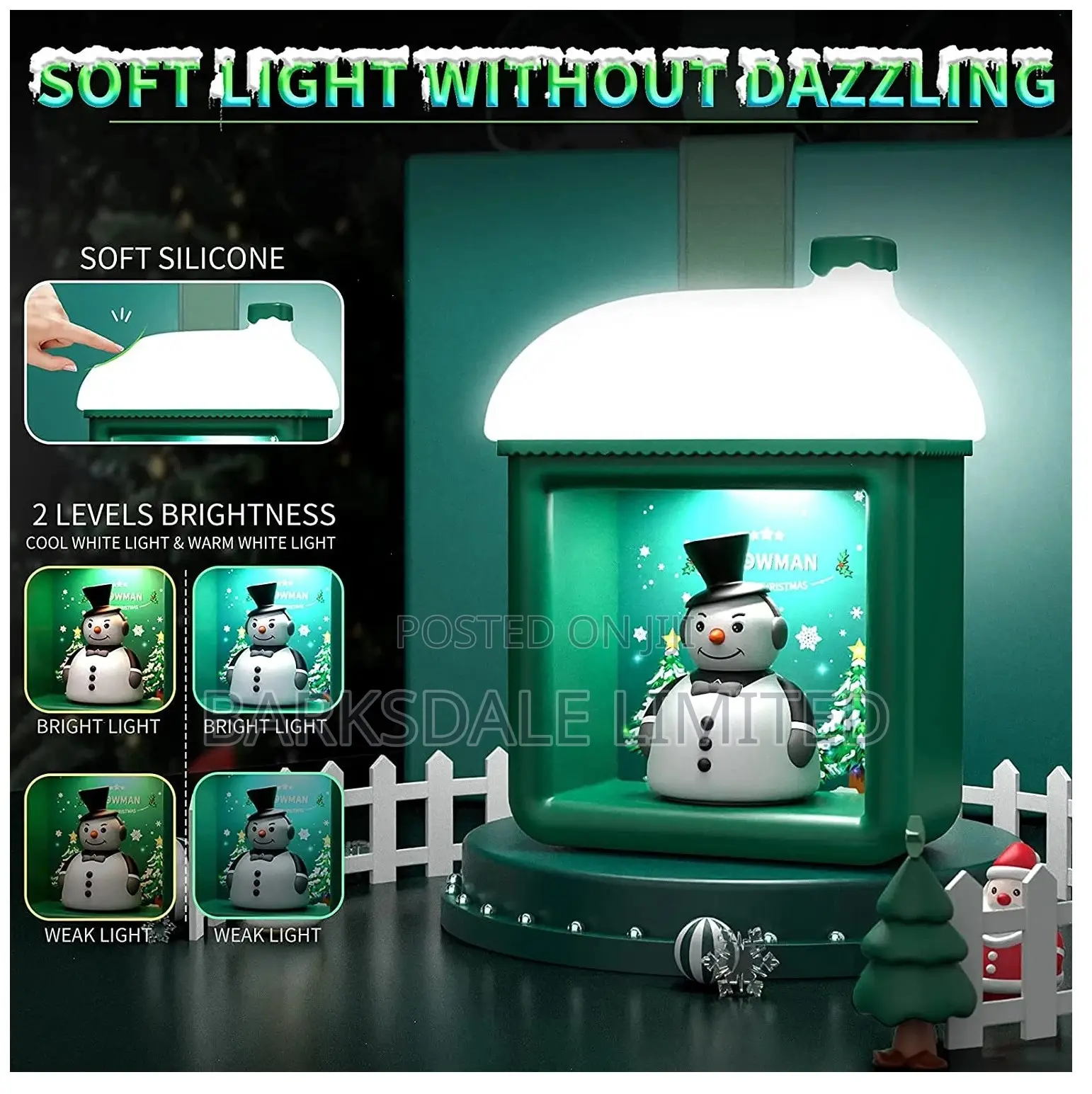 Green Christmas Snow Man House Snowman Santa Clause Xmas Led