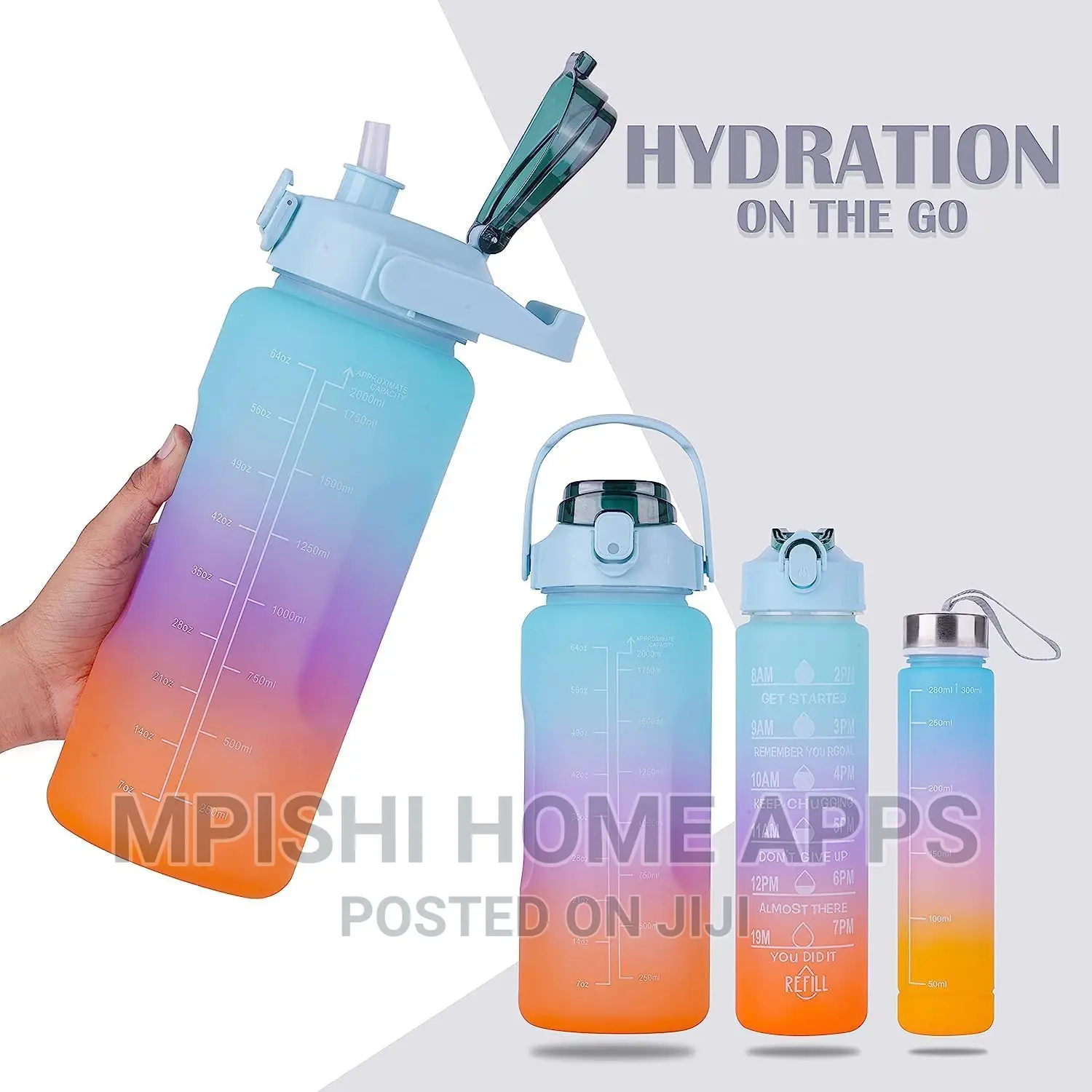3 in 1 Motivational Water Bottle
