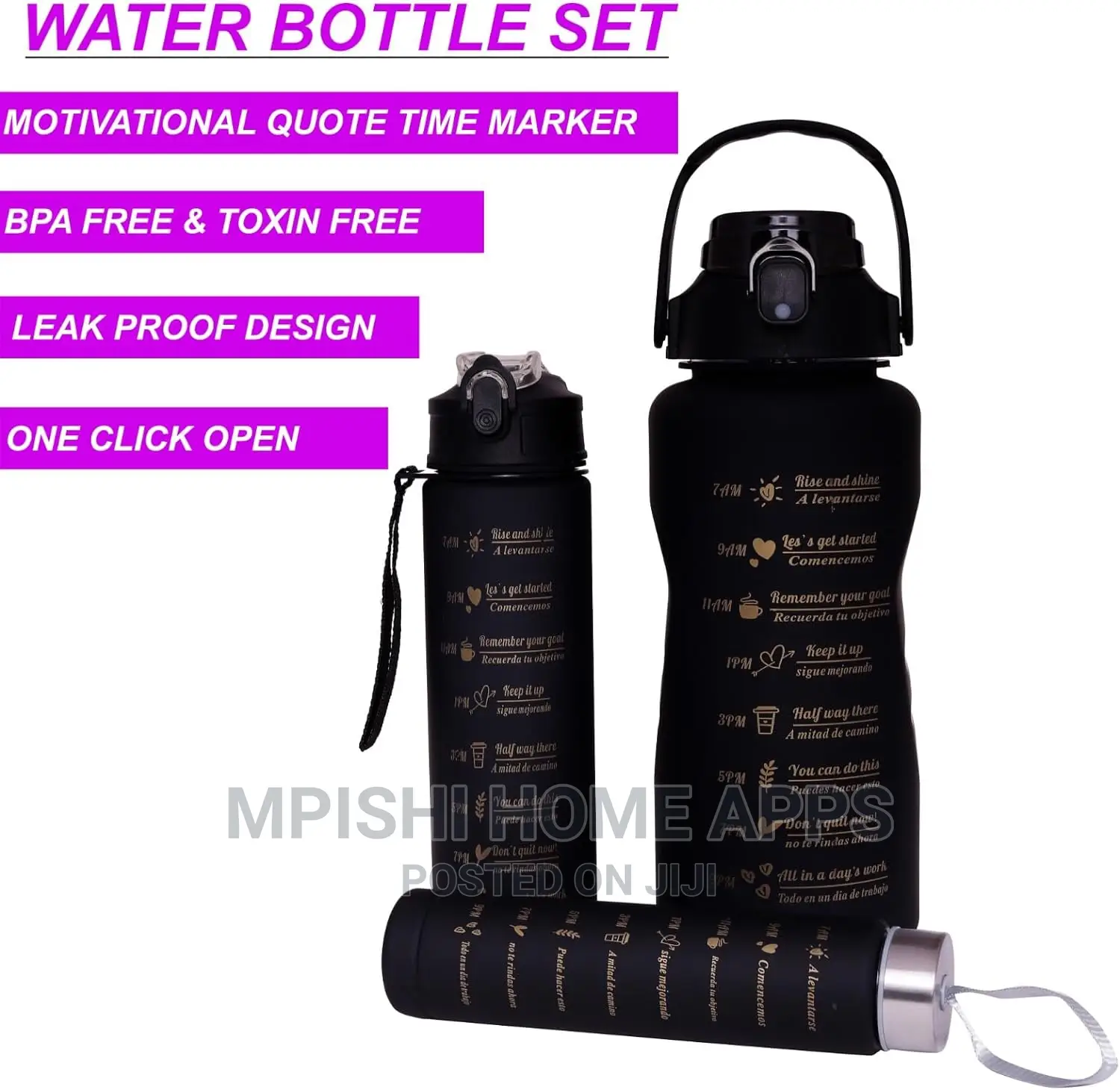 3pcs Motivational Water Bottles
