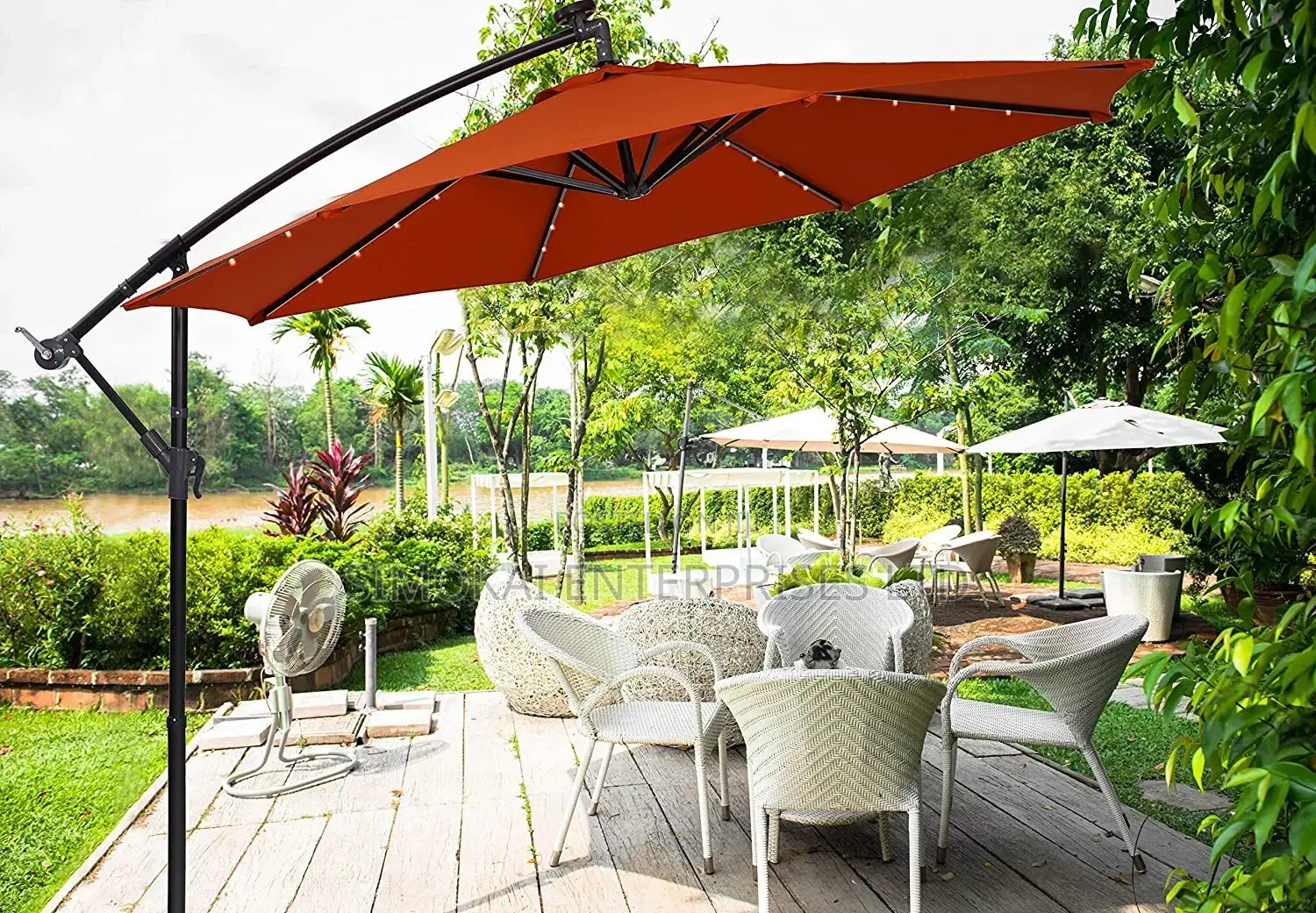 Ourdoor Foldable Patio Umbrella With Solar Powered