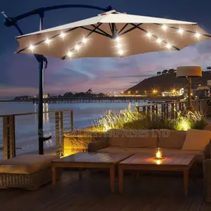 10ft Outdoor Patio Umbrella With Solar Lights