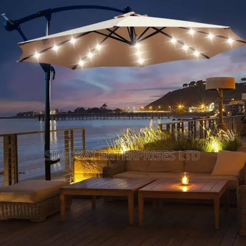 10ft Outdoor Patio Umbrella With Solar Lights