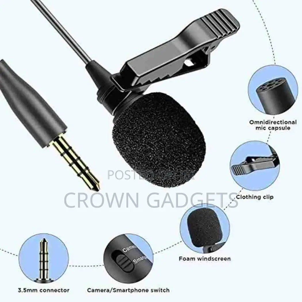 Lavalier Universal Microphone With a Single 1/8 Stereo Singl