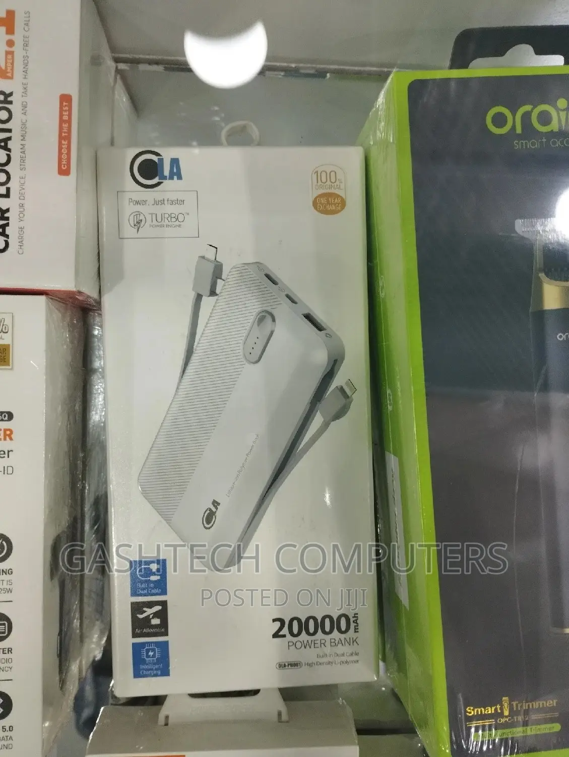 OLA 20000mah Power Bank With Built-in Dual Cable and Turbo C