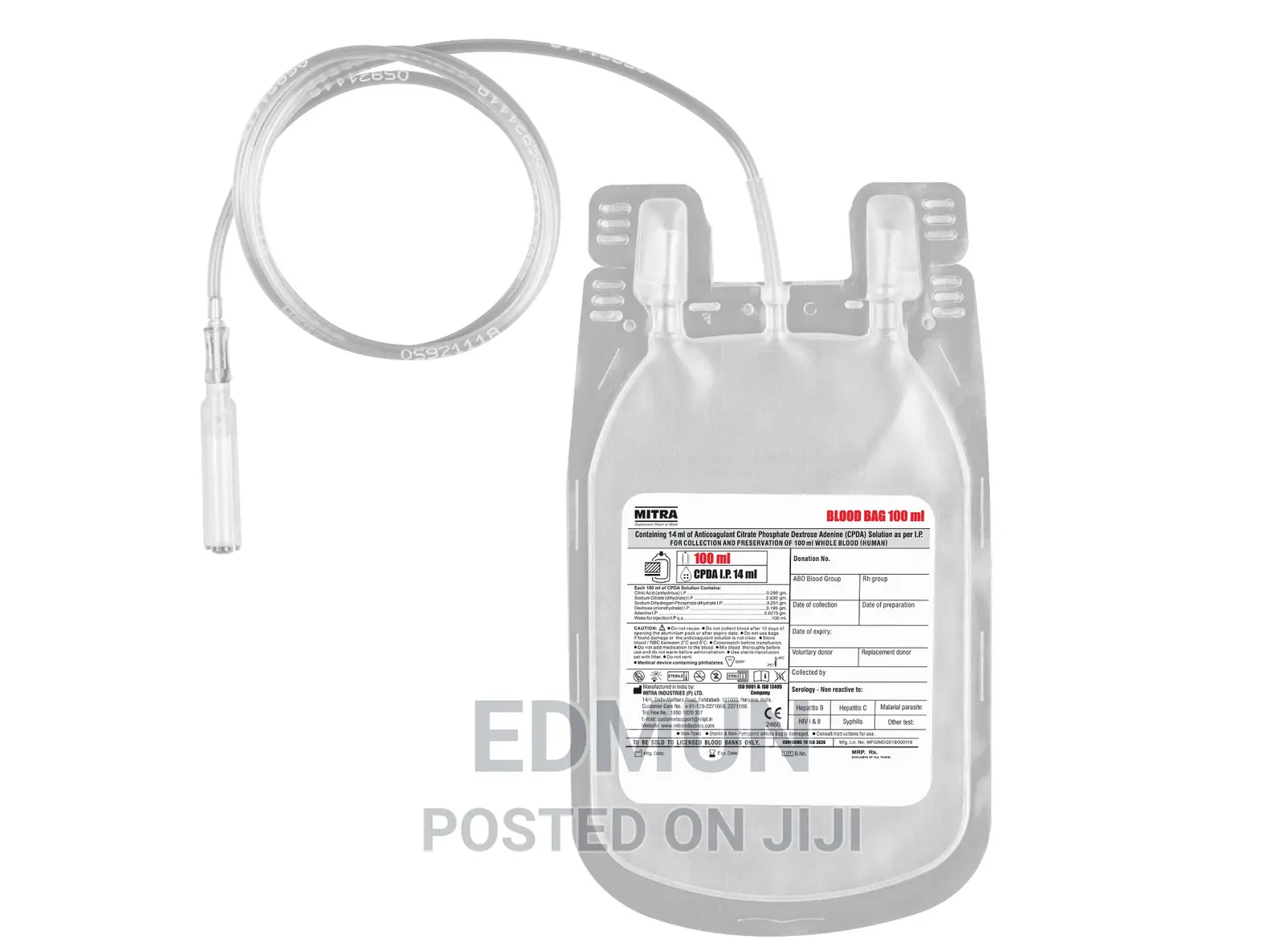 Single Plastic Blood Bag - 450ml CPDA-1