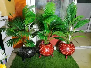 Calabash Home Decor With Artificial Palm Tree