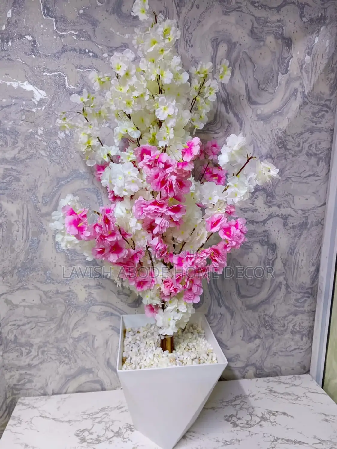 Luxurious White and Pink Cherry Blossom Plant