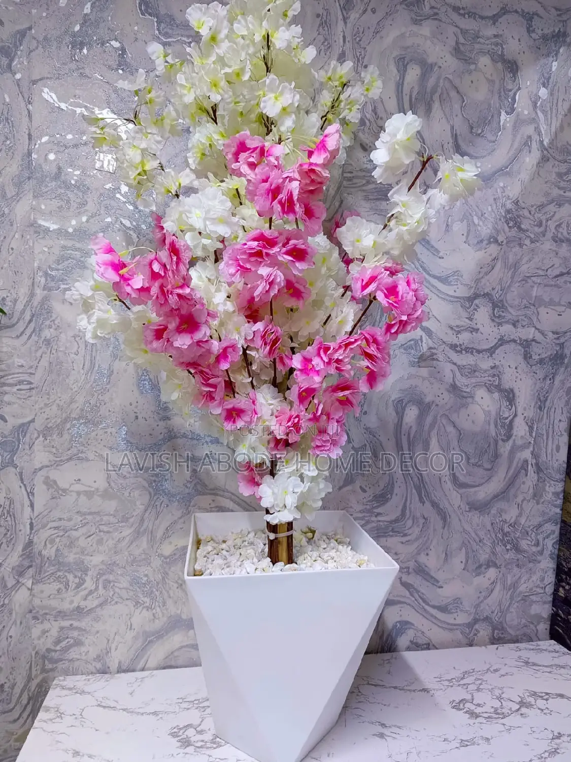 Luxurious White and Pink Cherry Blossom Plant