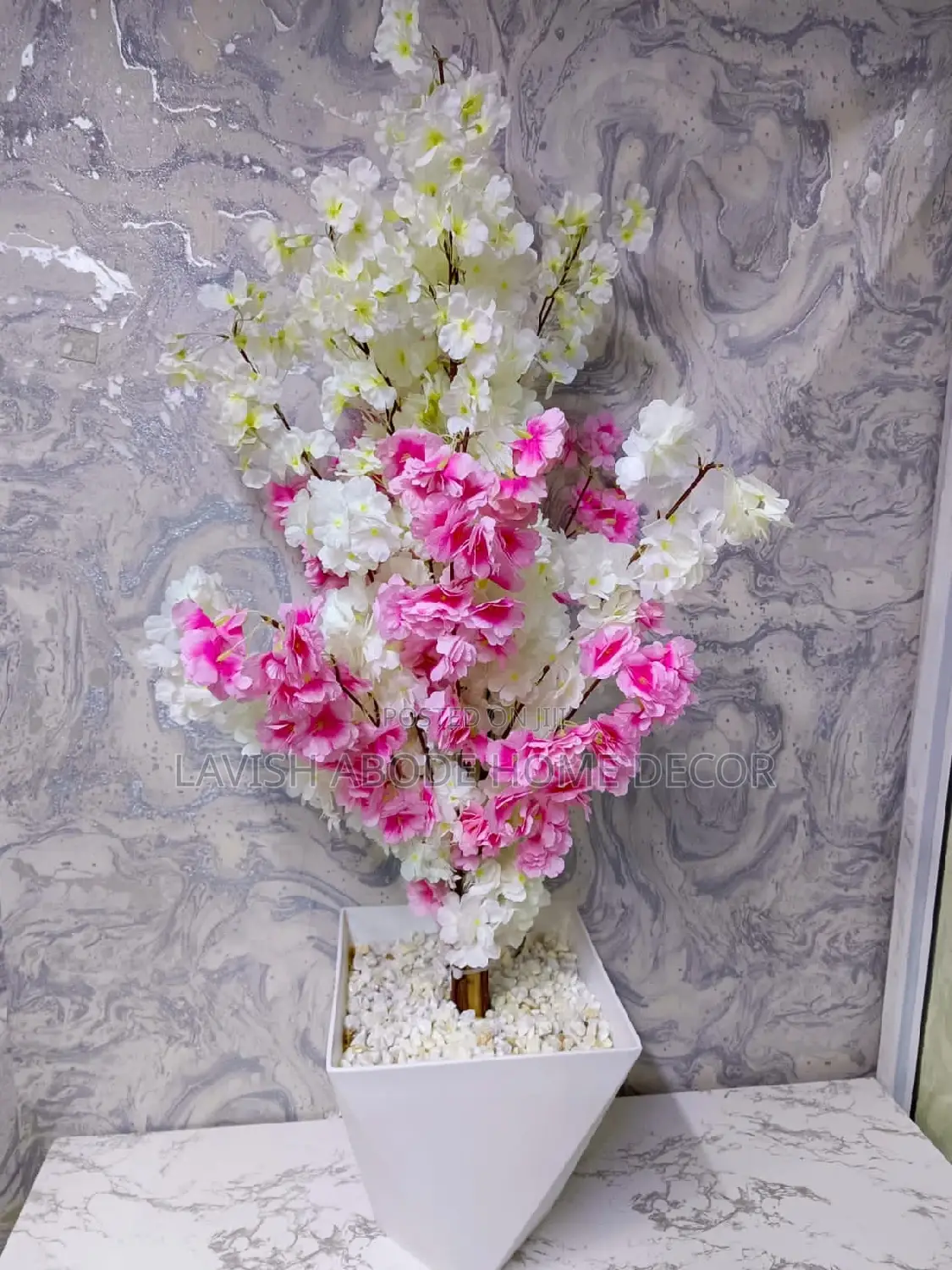 Luxurious White and Pink Cherry Blossom Plant