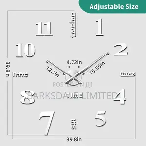 DIY Clock Wall Clock Mirror Stickers Silver Silent 3D Large