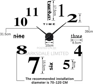 DIY Clock Wall Clock Mirror Stickers Black Silent 3D Large