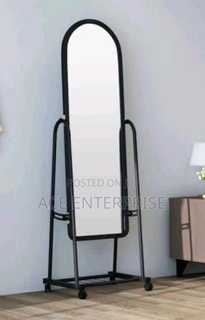 Black Dressing Mirror With Wheels - main view