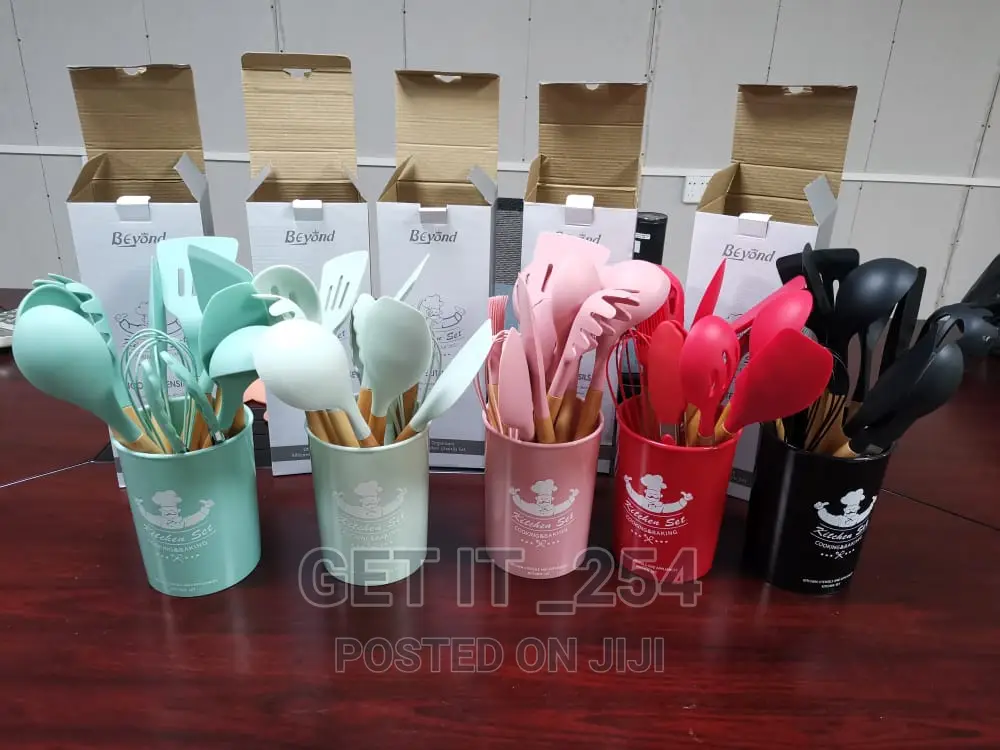 All Colours Silicon Spoons With Wooden Handles