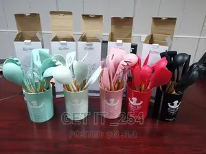 All Colours Silicon Spoons With Wooden Handles