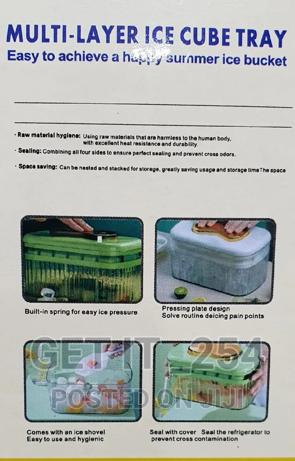 Multilayer 48 Grid Ice Cube Tray Box With Top Press Cover