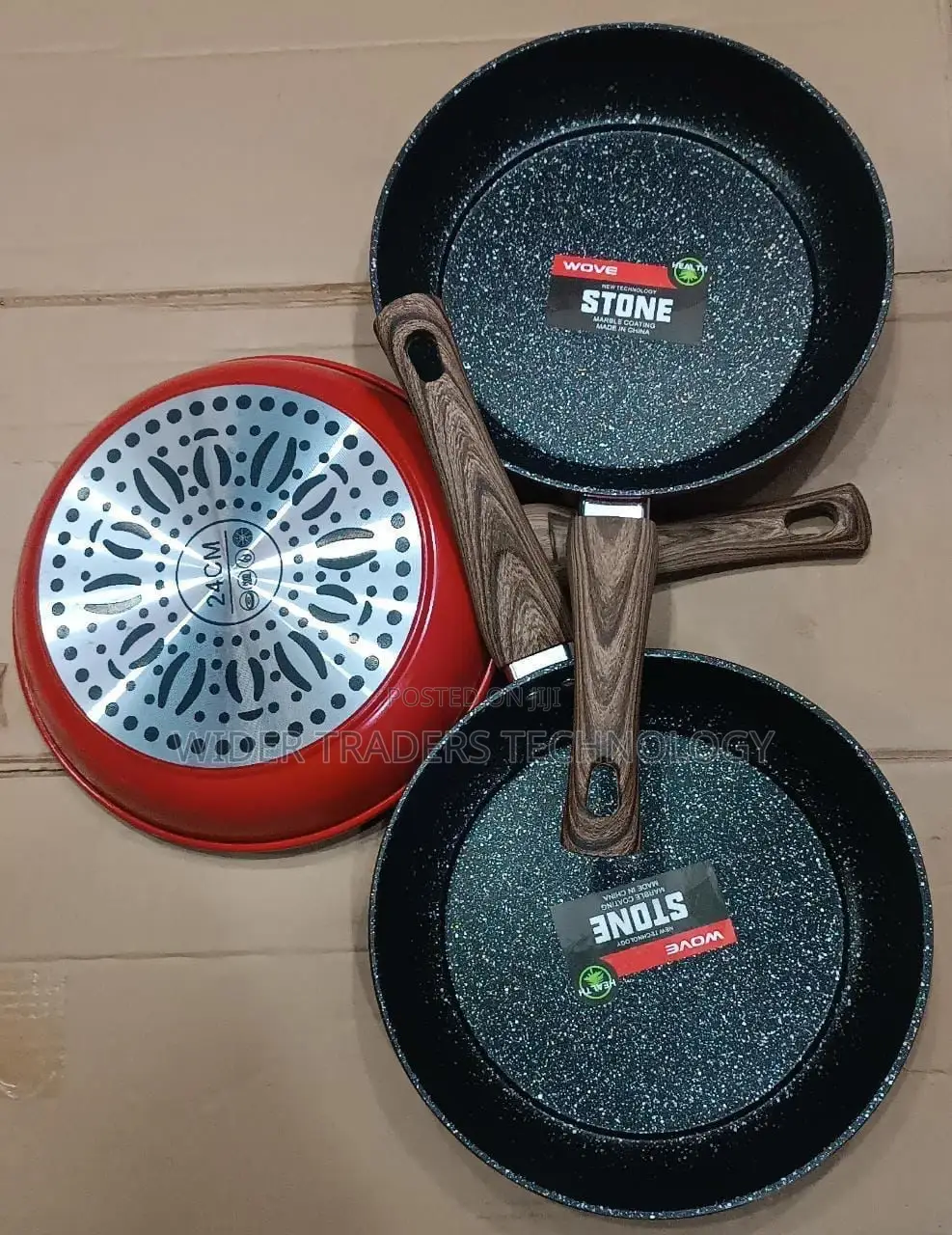 Non Stick Granite Heavy Duty Stone Frying Pan Red