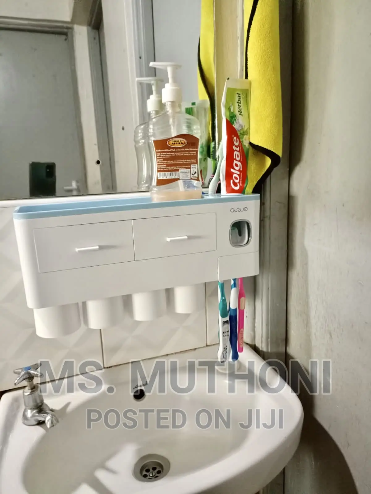 *4 Cups Luxury Toothbrush Holder With 2 Separate Drawers*