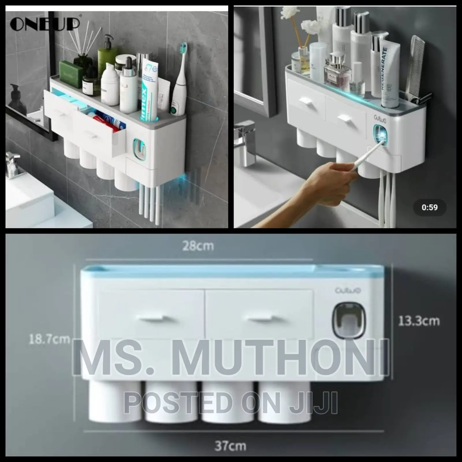 *4 Cups Luxury Toothbrush Holder With 2 Separate Drawers*