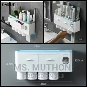 *4 Cups Luxury Toothbrush Holder With 2 Separate Drawers*