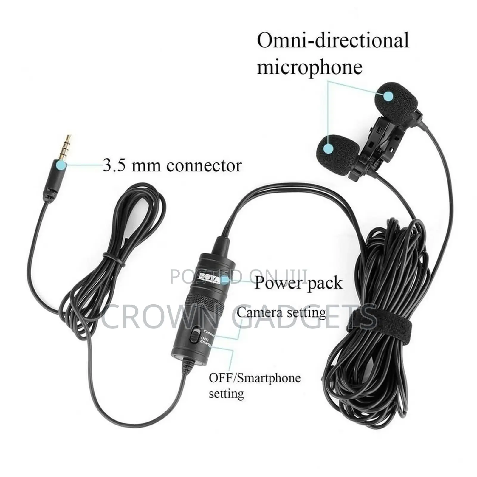 Dual-Head Lavalier Microphone