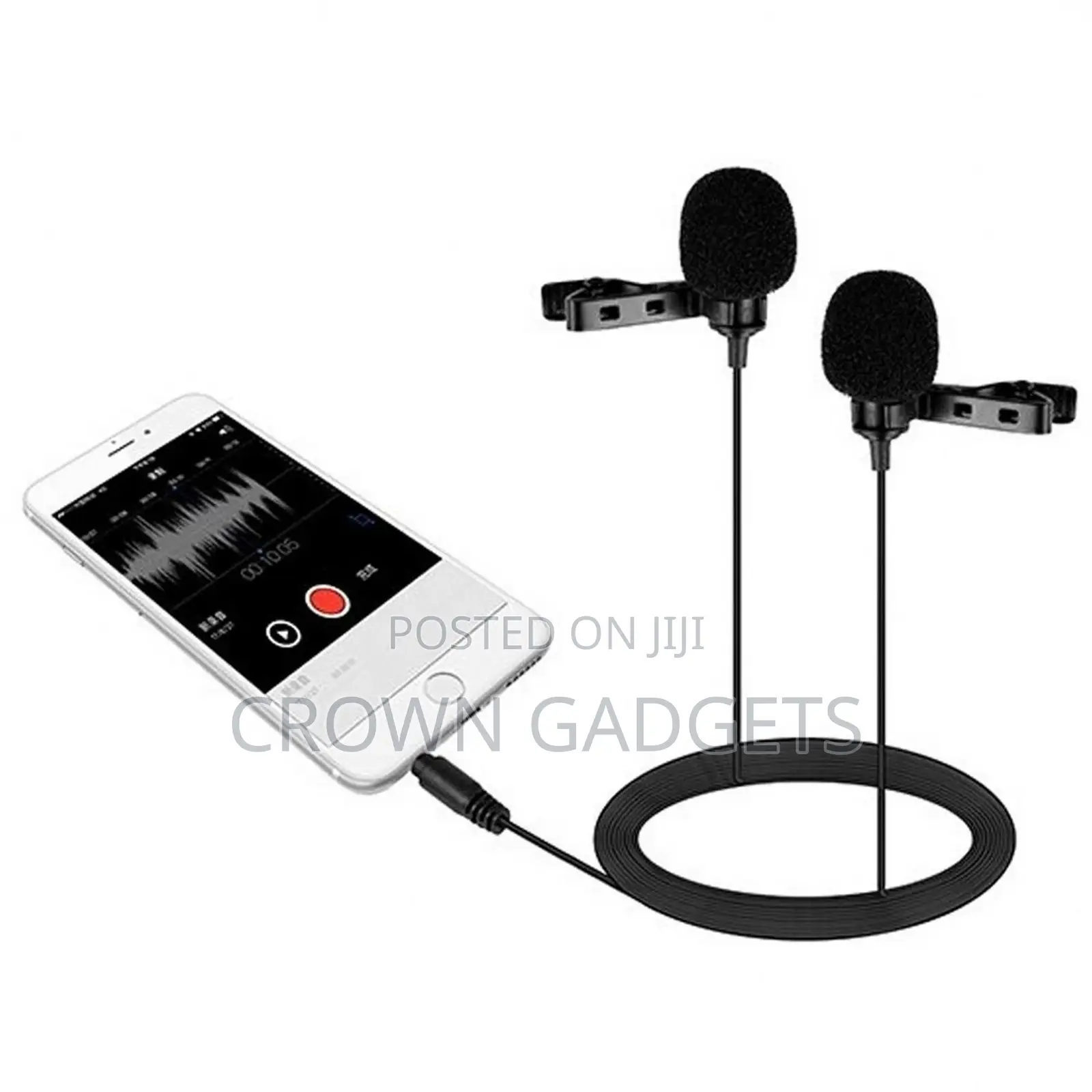 Dual-Head Lavalier Microphone Lapel Clip-On