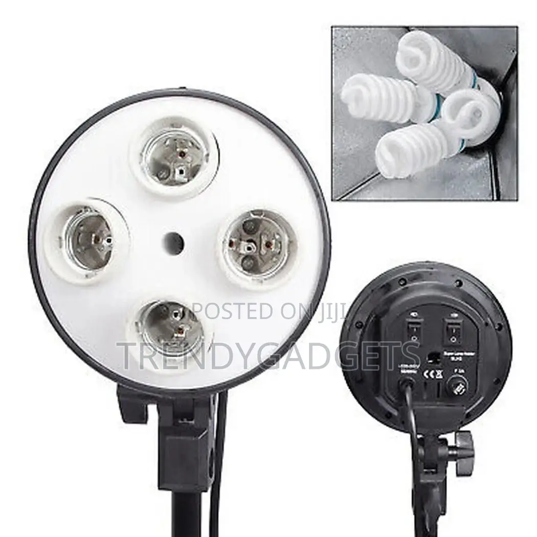 Four Lamp Softbox Kit With E27 Base Holder Soft Box