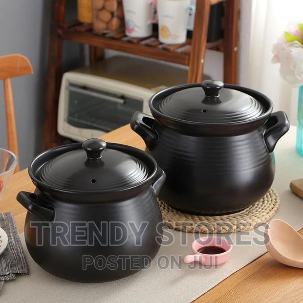 3.4 Liters High Quality Heavy Ceramic Black Pot - main view