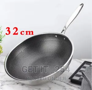 32cm Full Stainless Steel Honey Comb Wok Pan