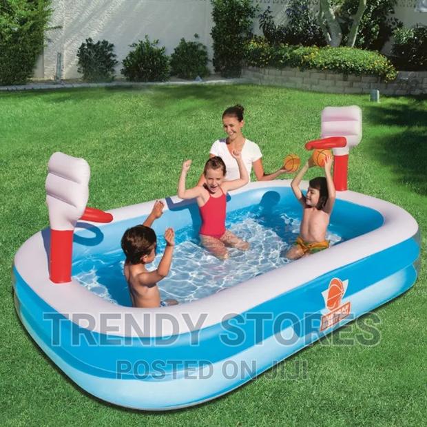 Inflatable Baby Pool With Basket Ball Hoop