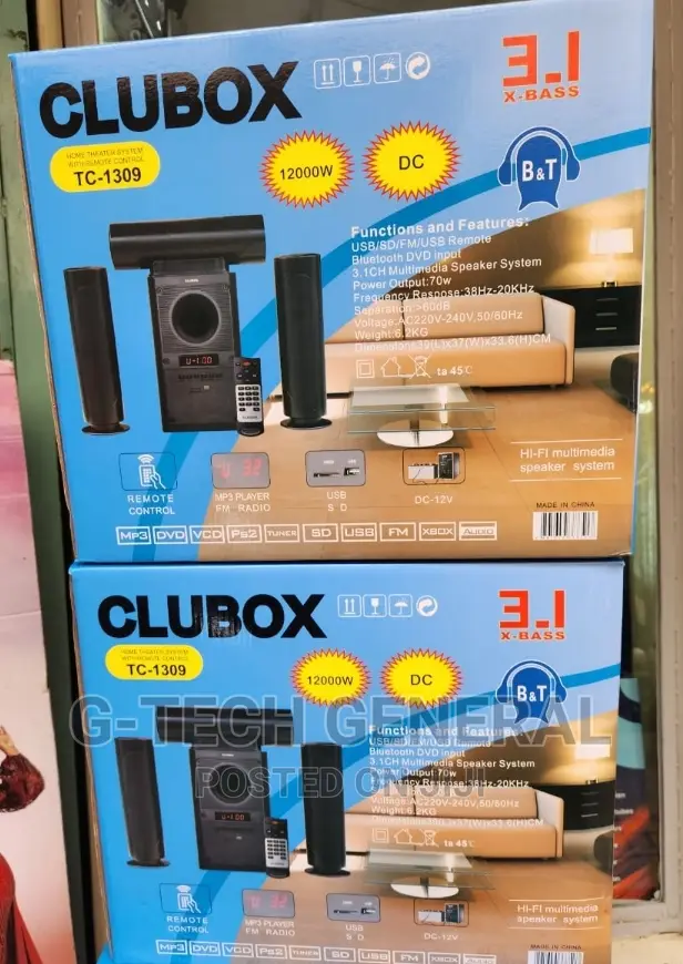 Clubox Tc-1309 3.1ch Multimedia Speaker System -12000w