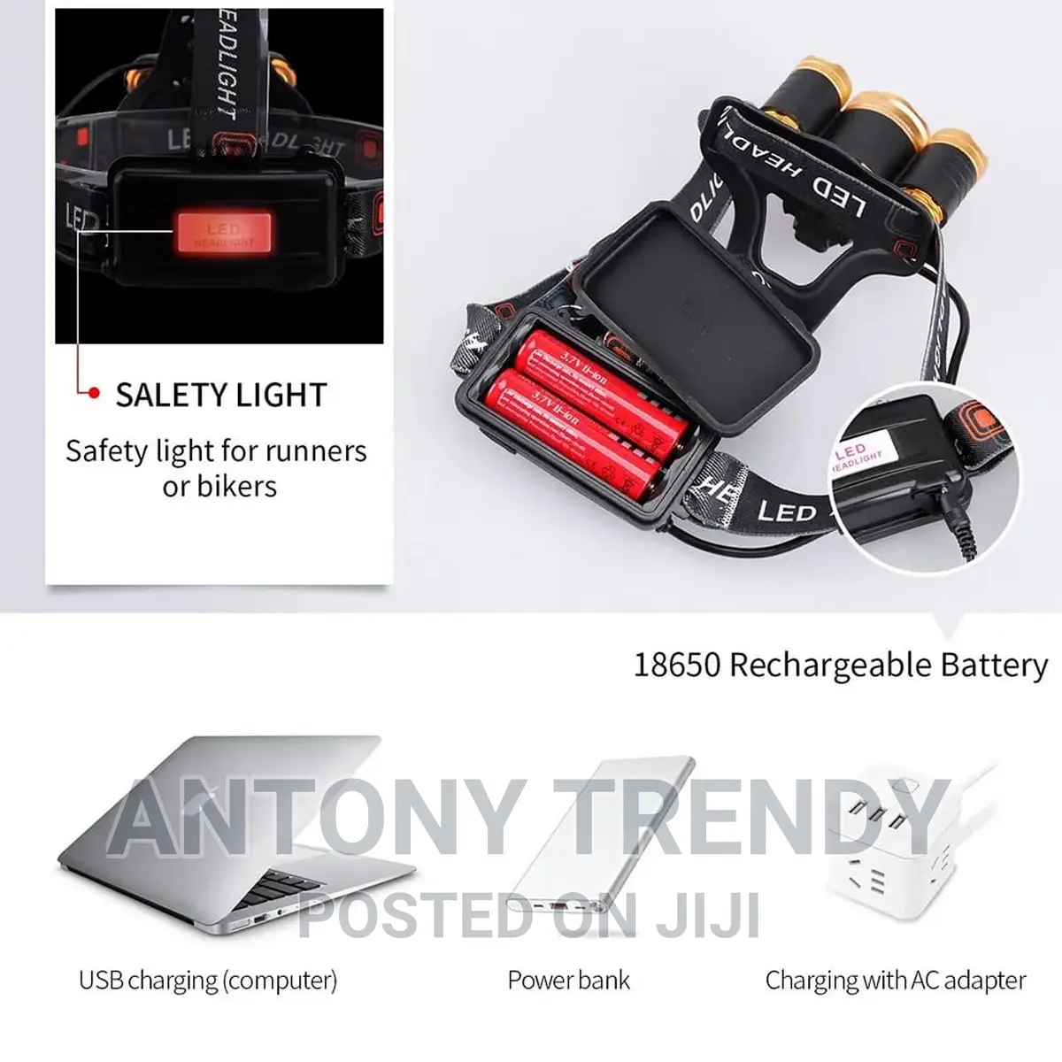 Rechargeable Waterproof Head Lamp for Outdoor Camping Cycle