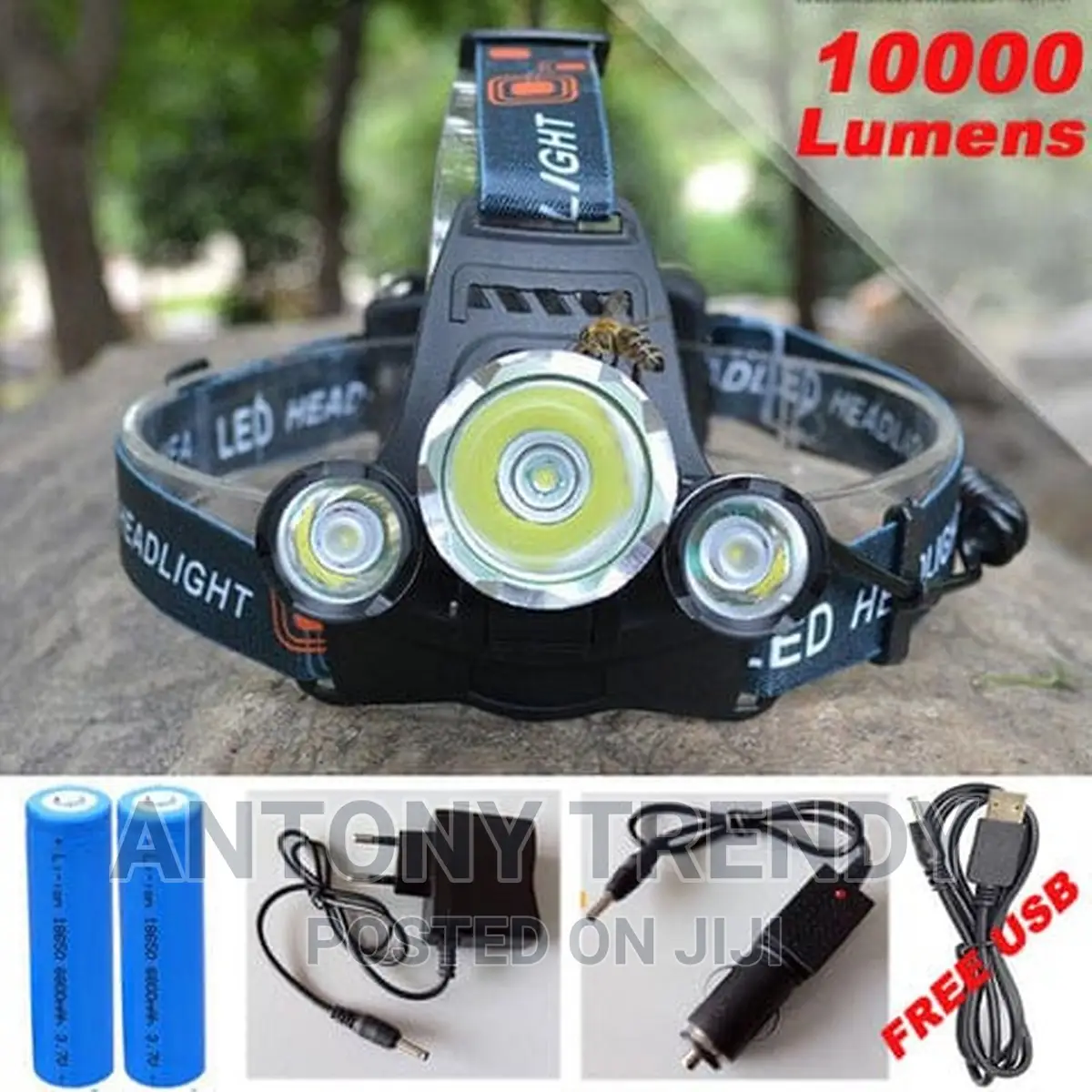 Waterproof Headlamp Flashlight for Hiking Camping Running